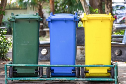 Exterior view of commercial waste containers in Bounds Green area